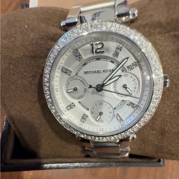 Michael Kors Accessories - Michael Kors Silver Watch with Crystal Details